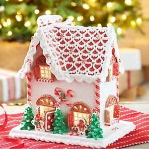 13” Illuminated North Pole Collection Lit Gingerbread Cottage